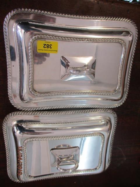 A pair of Sheffield plate serving tureens