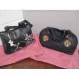 Two Radley, unused, black leather handbags with dust bags