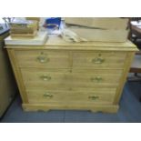 A Victorian pine chest of two short and two long drawers, 32" h x 42"w