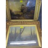 W Thomas - A forager in a wood, oil in ornate gilt frame, signed lower right hand corner, 13" x