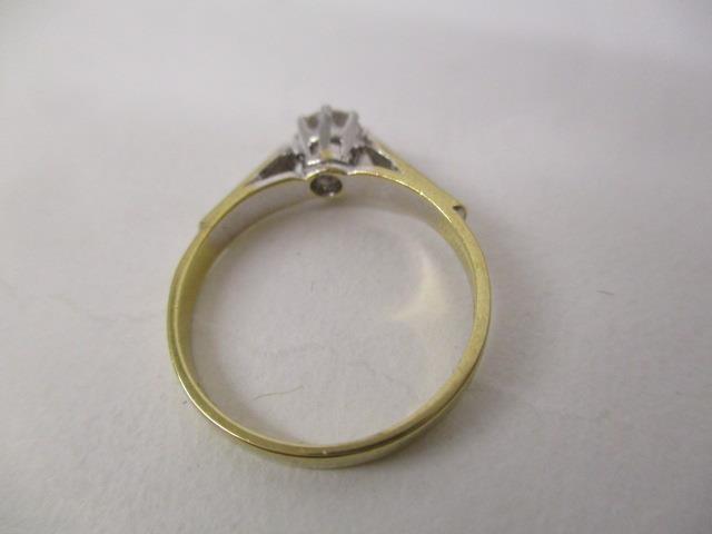 A gold and platinum coloured metal solitaire diamond ring, approximately 3.5ct, stamped 18ct plat, - Image 4 of 5