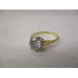 A gold coloured solitaire diamond ring, approximately 1.2ct, marks rubbed, size M, 2.9g