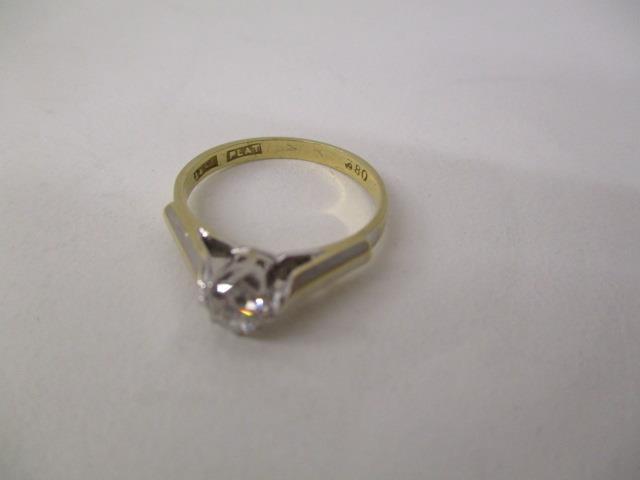 A gold and platinum coloured metal solitaire diamond ring, approximately 3.5ct, stamped 18ct plat, - Image 2 of 5