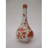 A late 19th century hexagonal bottle vase decorated with flowering and fruiting branches, in
