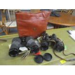 Two pairs of binoculars to include a pair of Super Tecnar by Swift binoculars with travel case
