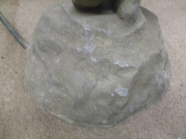 A mid 20th century lead fountain with a bowl, elevated by a boy on a rocky base, 33"h x 15"w - Image 3 of 5