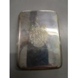 A George Unite, Edwardian cigarette case with engraved coat of arms and motto Sempler Viridis,