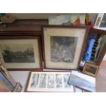 A quantity of oil paintings, Victorian/Edwardian prints to include British Expeditionary Force