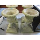 A pair of large modern stoneware garden urns, stamped HGC, 38"h x 22"w