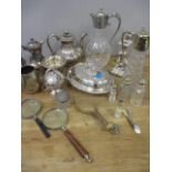 A quantity of silver plate to include two claret jugs