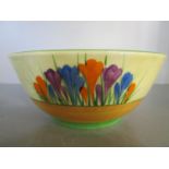 Clarice Cliff Bizarre for Wilkinson Ltd, Crocus pattern bowl decorated with purple, blue and