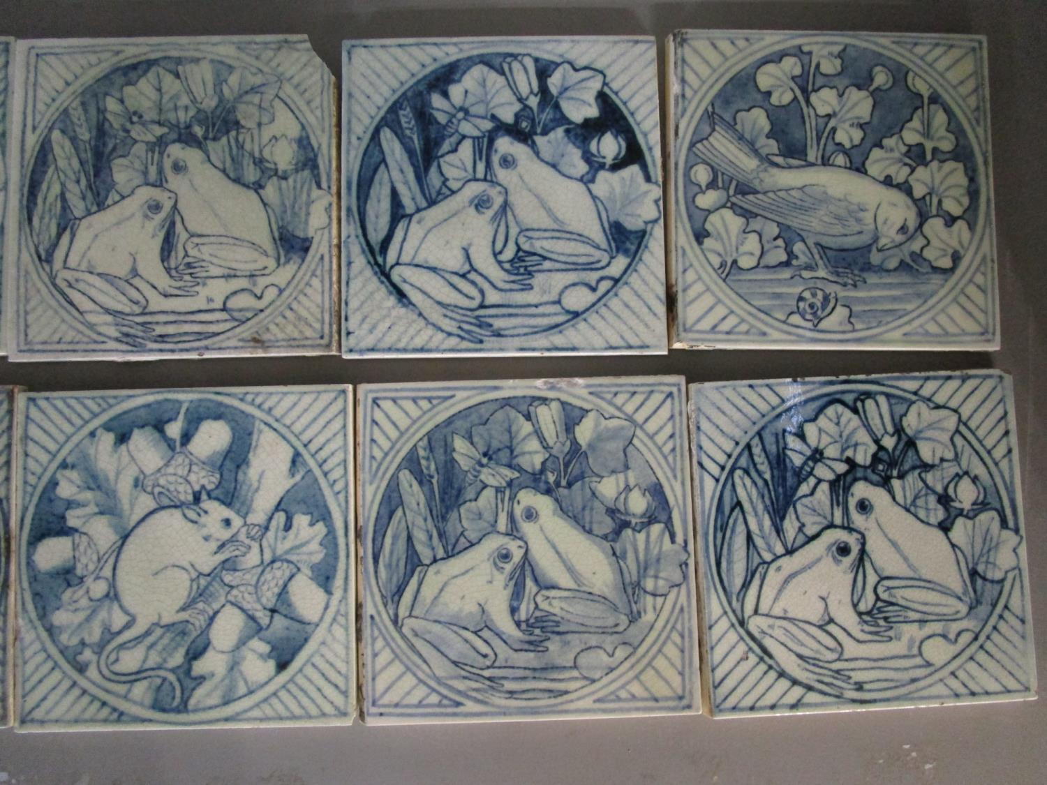 Minton's Kensington Gore Art Pottery Studio - a group of ten aesthetic style Victorian blue and - Image 3 of 14