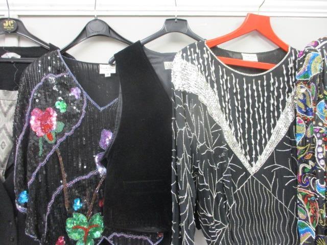 Frank Usher - three sequinned and bejewelled 1980s/1990s ladies tops, together with two late 20th - Image 5 of 8