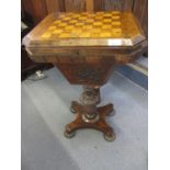 A Regency rosewood sewing table with chessboard top A/F