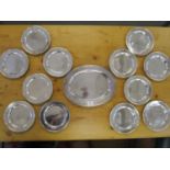 Guild of Handicrafts - Arts and Crafts Britannia standard silver oval serving platter and plate