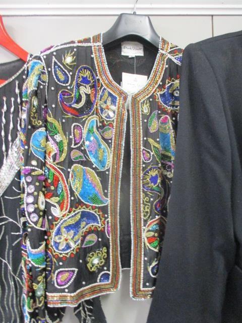 Frank Usher - three sequinned and bejewelled 1980s/1990s ladies tops, together with two late 20th - Image 3 of 8