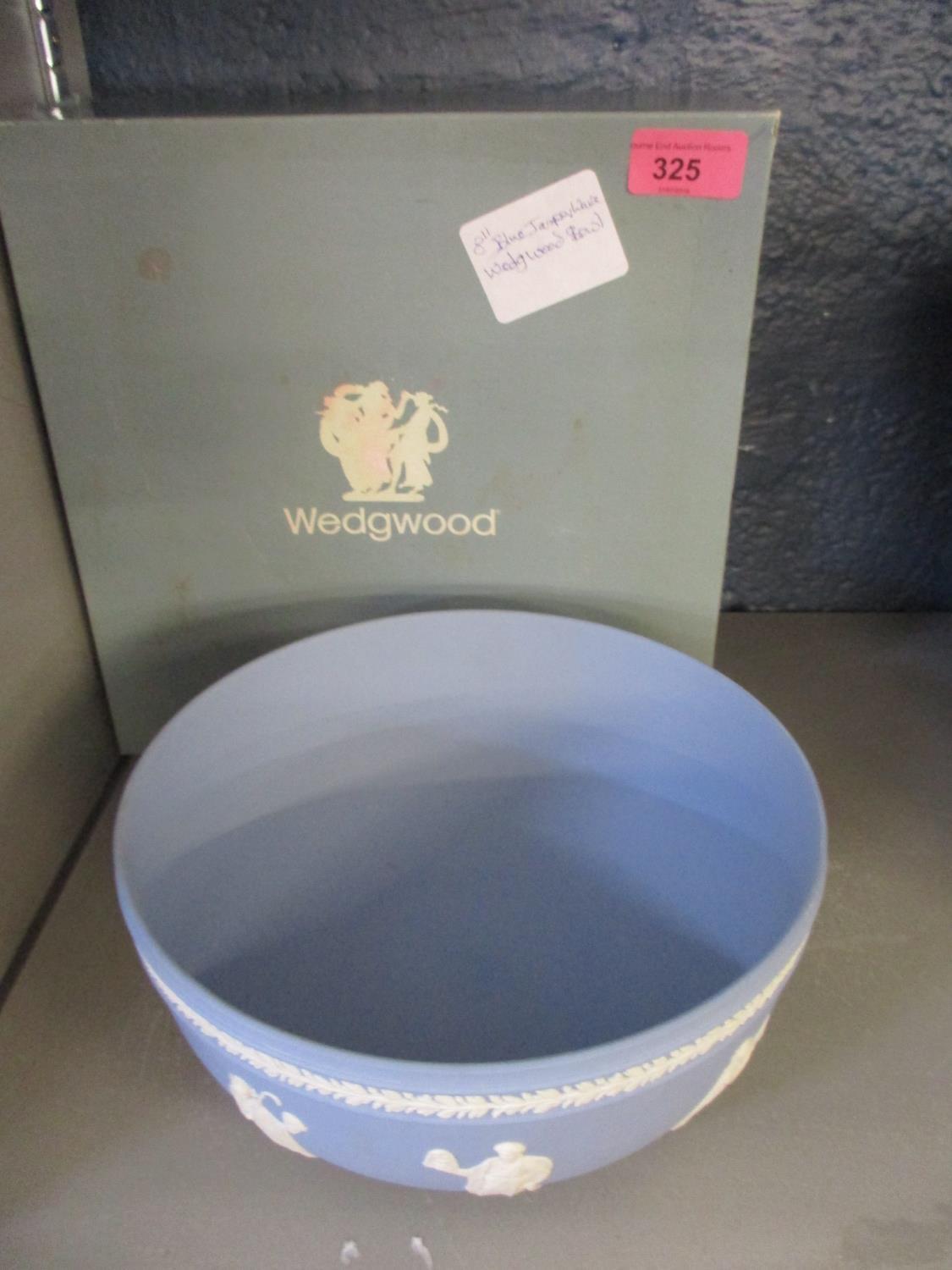 A Wedgwood blue Jasperware fruit bowl, 8" diameter