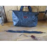 A Mulberry travel clipper weekend bag in black and branston scotchgrain with detachable shoulder