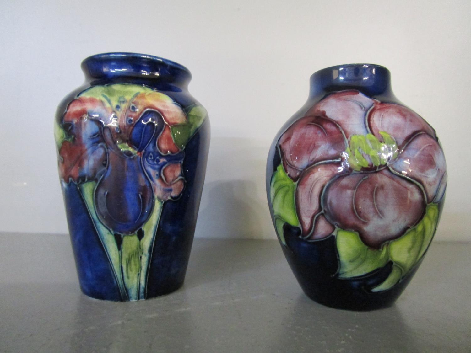 Two Moorcroft Pottery small vases, one of shouldered form decorated with two tube lined iris, 3 5/ - Image 3 of 6