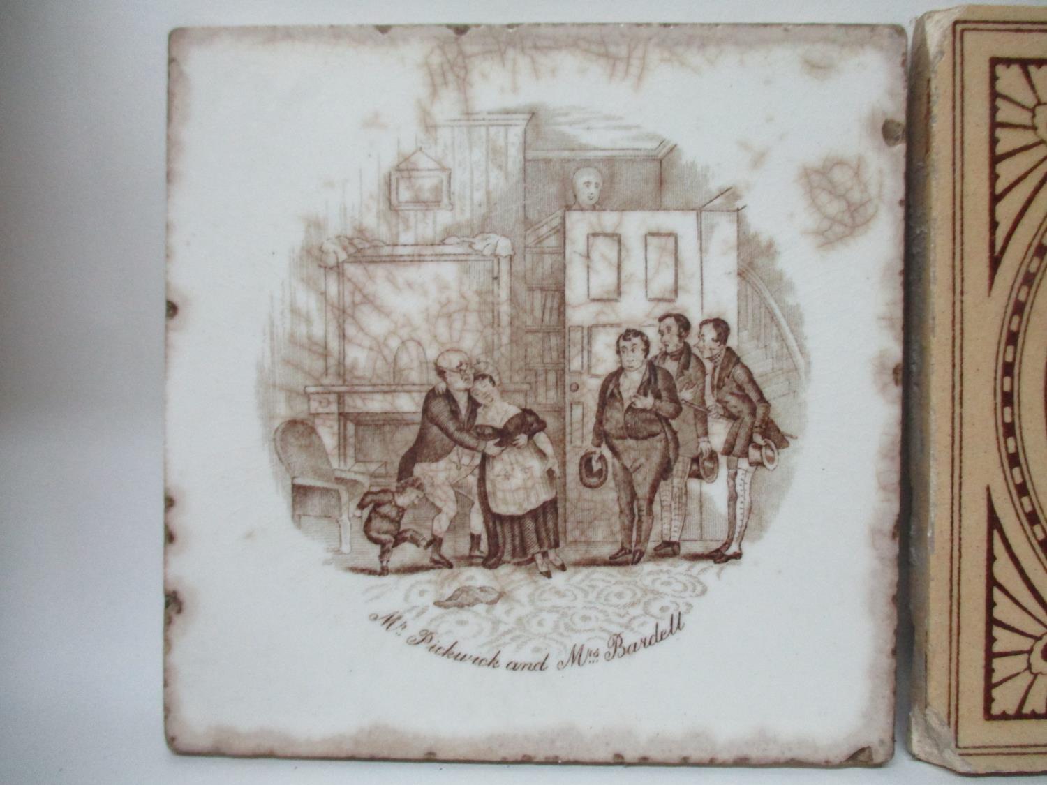 A collection of twenty six 18th, 19th and 20th century tiles to include two Dutch manganese examples - Image 7 of 24