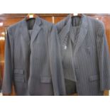 Two Ralph Lauren pinstriped suits, 42" long, as new, one a two piece suit and the other a three