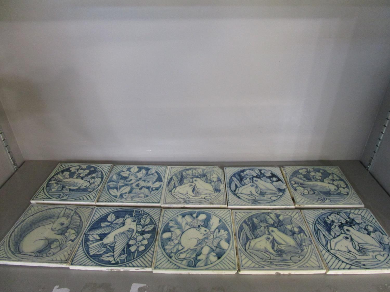 Minton's Kensington Gore Art Pottery Studio - a group of ten aesthetic style Victorian blue and