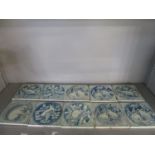 Minton's Kensington Gore Art Pottery Studio - a group of ten aesthetic style Victorian blue and