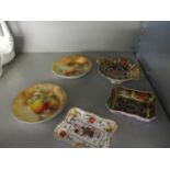 Three Crown Derby trinket dishes and a pair of Worcester dishes