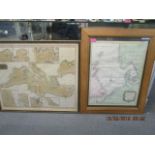 R W Searle - two framed and glazed maps, The German Ocean and Chart of the Mediterranean Sea, framed