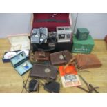 A mixed lot to include cased cameras, jewellery and boxed china