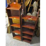 Two small mahogany five tier bookcases