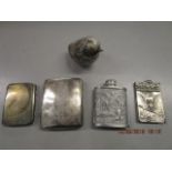 Mixed silver and silver plated items to include two silver cigarette cases, total weight 133.6g,