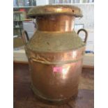 United Dairies Wholesale Ltd copper finished metal milk churn with lid, 35l