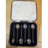 A cased set of six silver coffee spoons