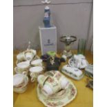 A mixed lot to include a Lladro figure, a teaset, boxed cutlery and other items