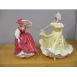 Two Royal Doulton figures of ladies in costume entitled Ninette HN2379 and Buttercup HN2399