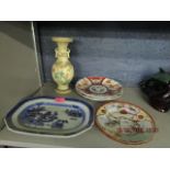 Oriental ceramics to include a small Chinese 18th century blue and white dish, a Japanese Satsuma