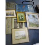 Mixed pictures to include an oil by Daphne Clark, Ursula Dunlop still life, Eric Street watercolour,