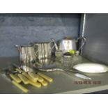 A quantity of silver and silver plated to include dressing table items
