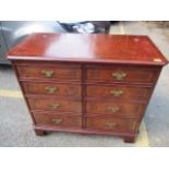 A modern inlaid mahogany cabinet with false drawer front, twin doors enclosing two drawers and