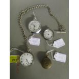 An Enigma continental silver cased open faced pocket watch, with a white enamel dial and Roman