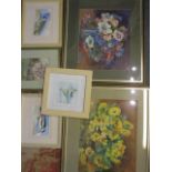 Mixed pictures to include two Marion Broom still life watercolours