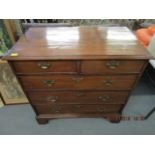 A Georgian mahogany and pine chest of two short and three graduated drawers, on bracket feet, 36 1/