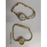 A Rotary Seven 9ct gold cased ladies wrist watch with Arabic numerals and off set seconds at 6, on a