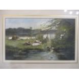 Johannes Correllis Van Essen - watercolour entitled Ducks by a River, signed to the lower right