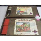 Lotts Tudor blocks Set 4 and Lotts Bricks Set 5, both in original wooden boxes, together with a pair