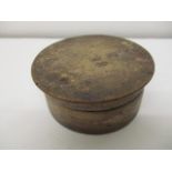A 19th century military wooden shaving pot and cover, the detachable lid stamped 2 DC E 38 and the