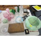 A quantity of glassware and miscellaneous items to include an Art Deco ceiling light, various