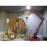 A mixed lot to include an anglepoise lamp, travel clock and other items
