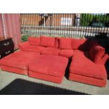 A large Collin and Hayes sectional sofa with two matching foot stools, 29" h x 134"w x 79 1/2"d